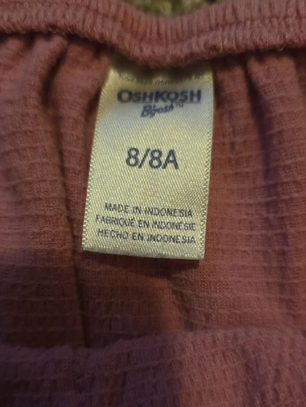 OshKosh B'gosh, Girls Mauve Pink Knit Sleeveless Casual Dress, Size 8
